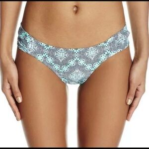NWT Jessica Simpson Small Shirred Hipster Bikini Bottoms S Marine Blue Green